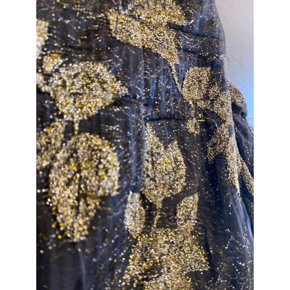 Vince Camuto Womens Metallic Knit Ruched A Line Dress Black Gold Size 6 Defected - Picture 3 of 8